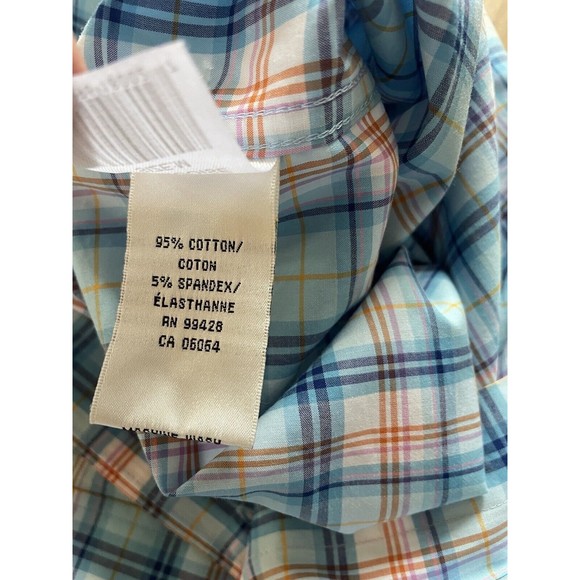 Bugatchi Classic Fit Colorful Plaid Short Sleeve Button Down Sz M Flip Cuff - Picture 8 of 8